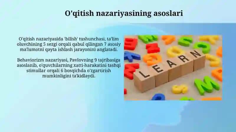 Ta'lim nazariyasi va pedagogik mahorat asoslari 3