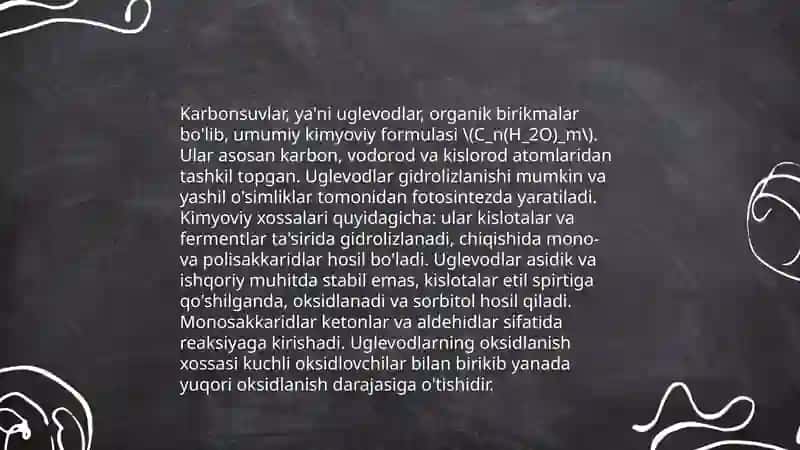 Karbonsuvlar kimyosi va ularning biologik ahamiyati 3
