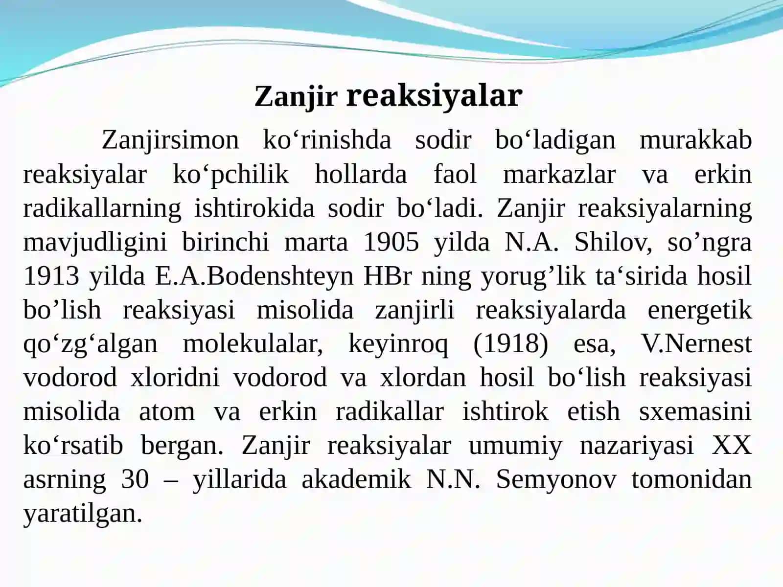 Zanjir reaksiyalar 3