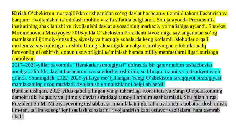 O'zbekiston Respublikasi Prezidenti SH.M.Mirziyoyevning keng miqyosli iqtisodiy islohotlari va uning mazmuni 3
