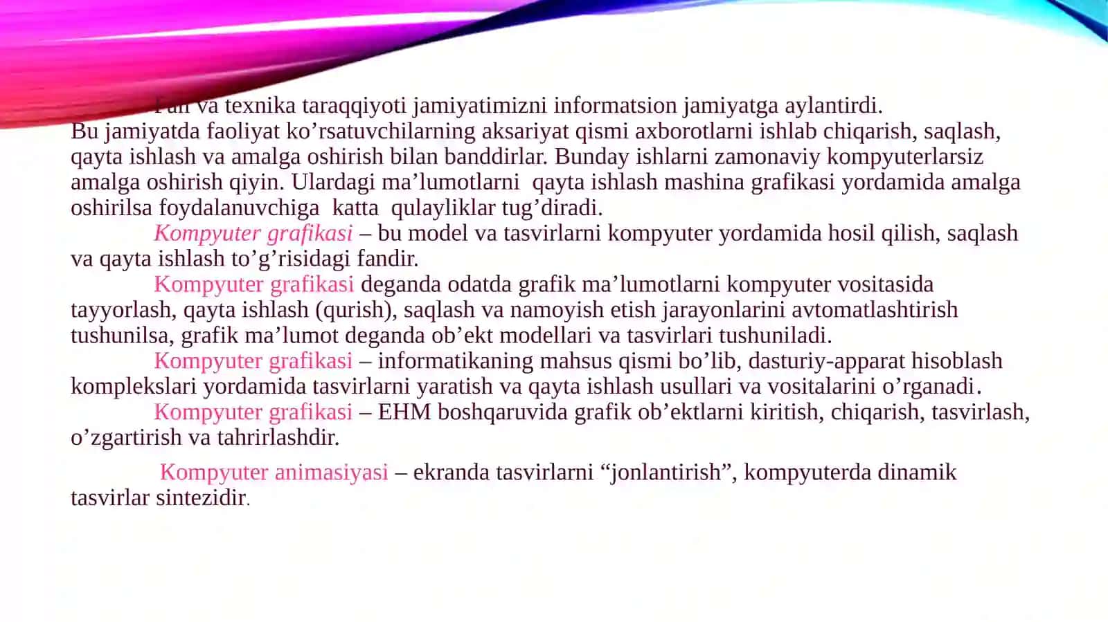 Kompyuter grafikasi haqida tushuncha va uning turlari 3