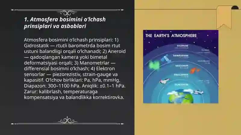 Atmosfera bosimi va havoning elektrlanganlik holatini teshkirish usuli 3