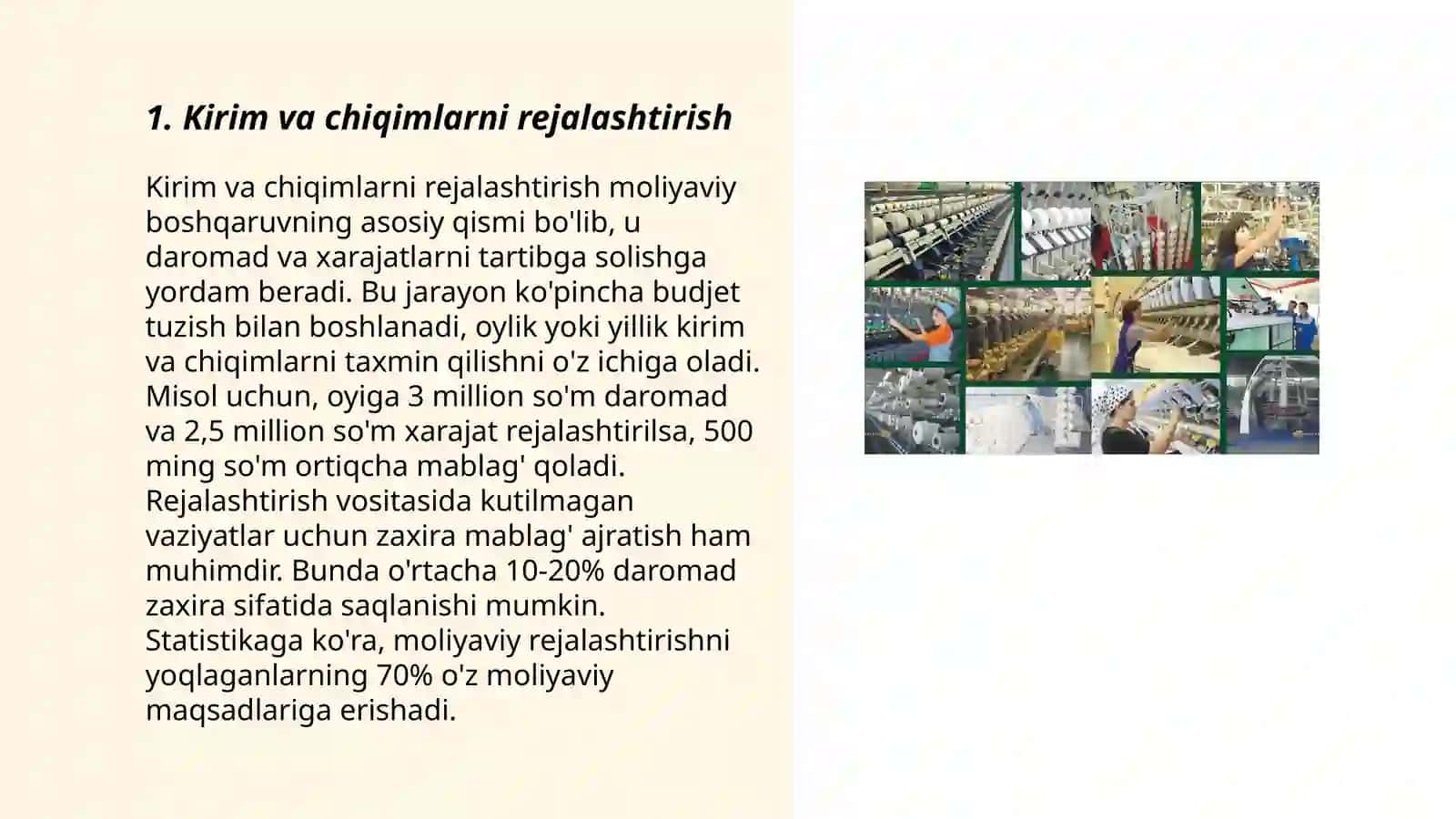 Korxonalar faoliyatini yaʼni xarajat va daromadlarini tahlil qilish(Kichik korxonalar misolida) 3