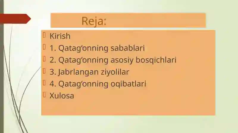 XX asrning 20-yillari oxiri va 30-yillarida ziyolilarning qatag’oni 3