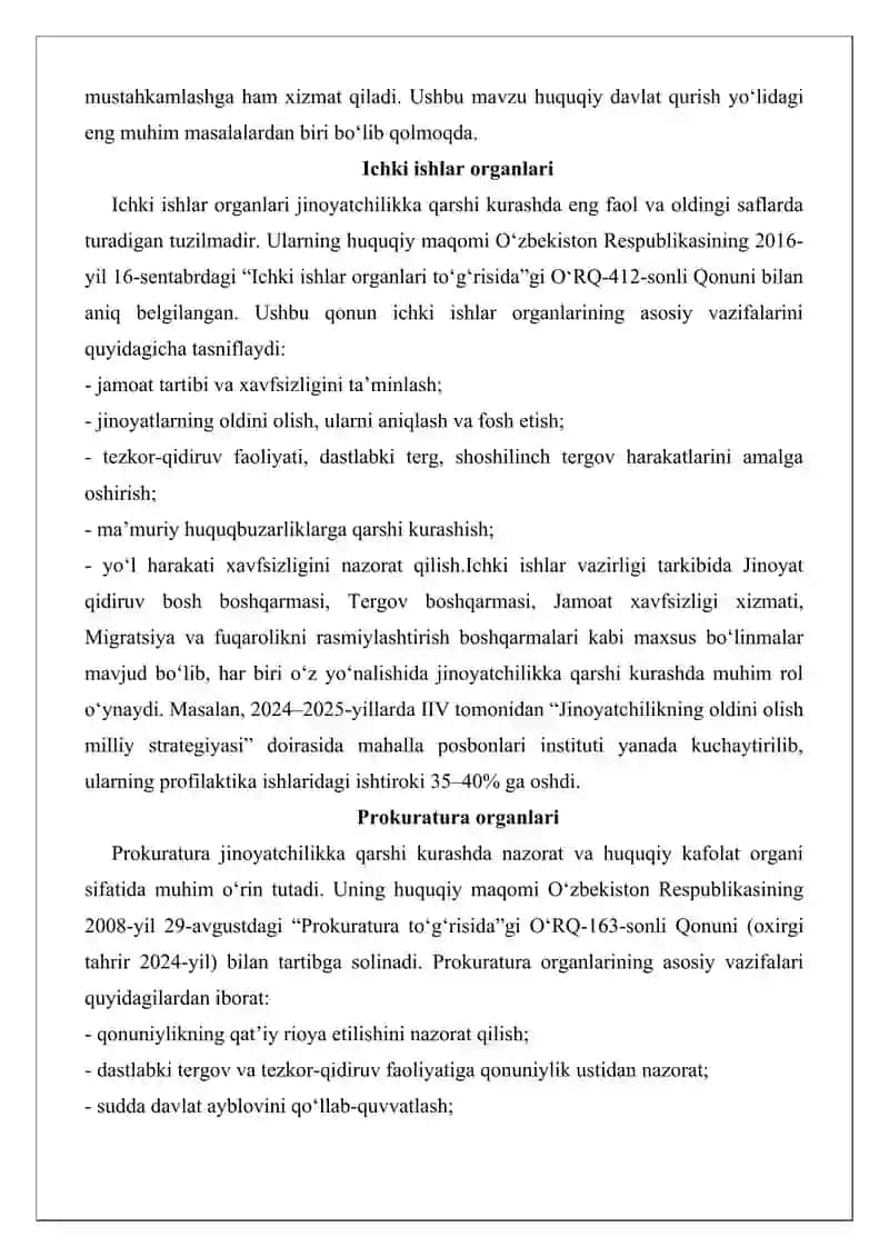 Jinoyatchilikka qarshi kurashni amalga oshiruvchi organlar 3