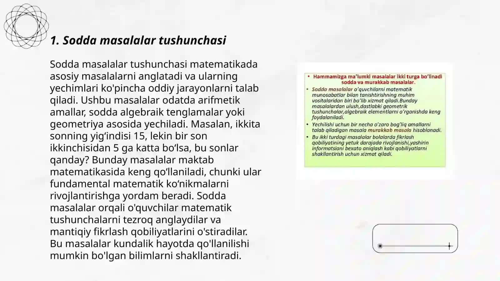 Sodda va murakkab masalalarni yechishni oʻrgatish 3
