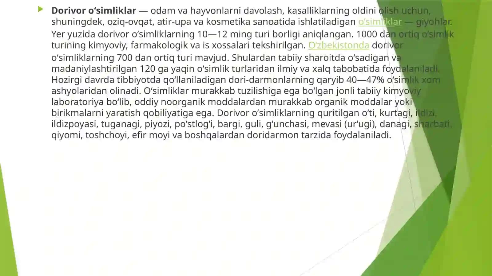 Xorijiy tabiiy dorilar va ularning maqsadli qo’llanilishi 3
