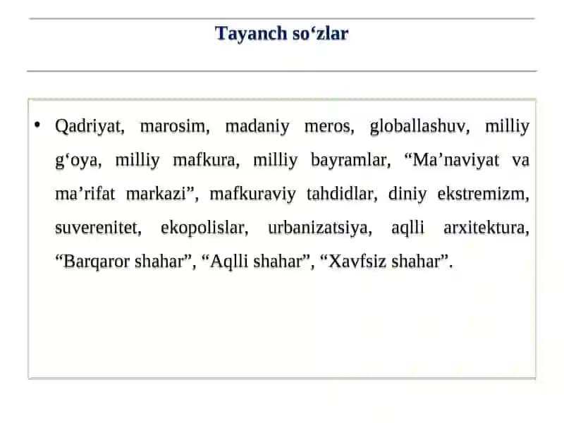 MUSTAQILLIK YILLARIDA O‘ZBEKISTONDAGI MAʼNAVIY VA MADANIY TARAQQIYOT 3