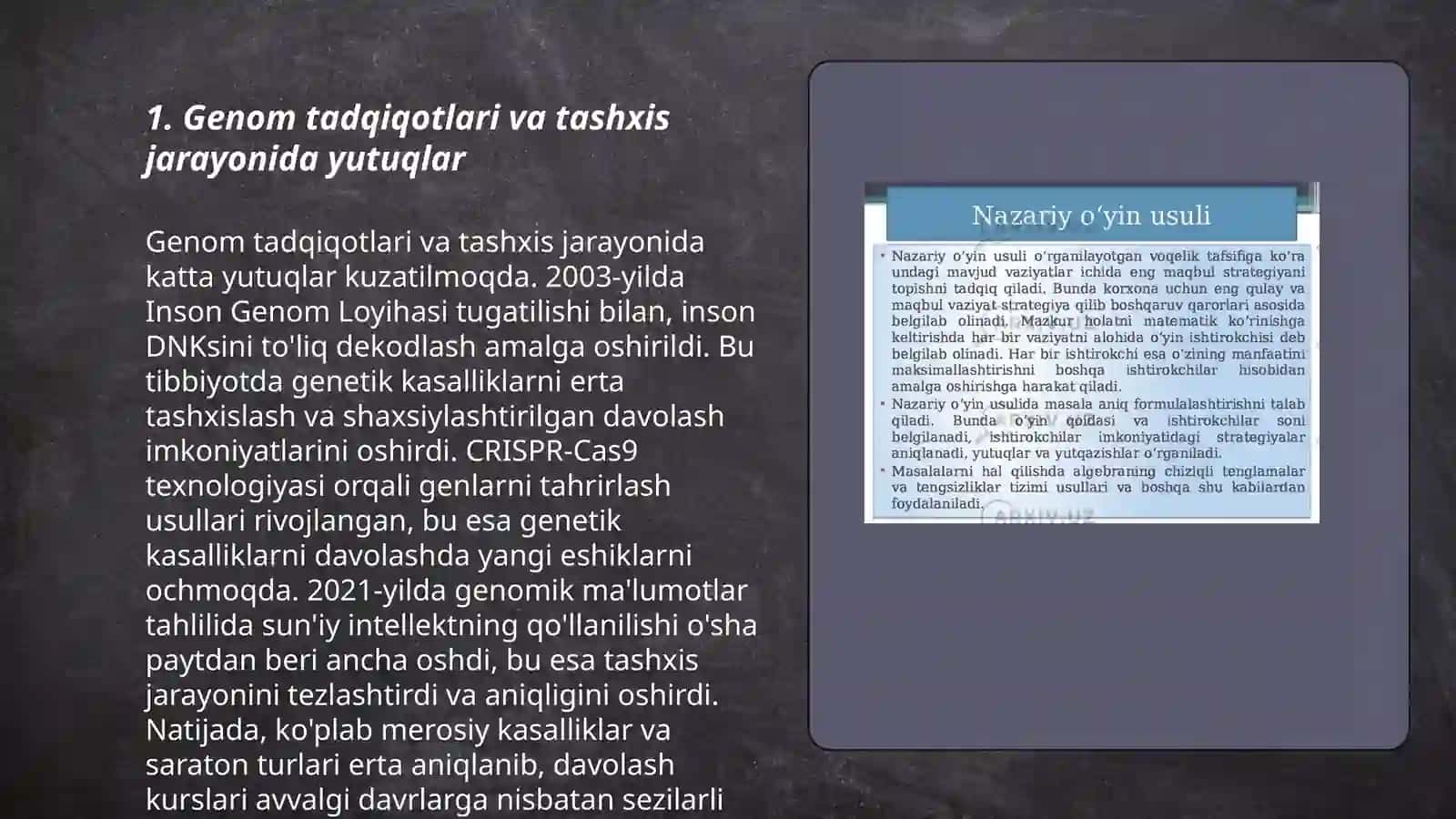 Genom tadqiqotlari va tashxis jarayonida yutuqlar 3