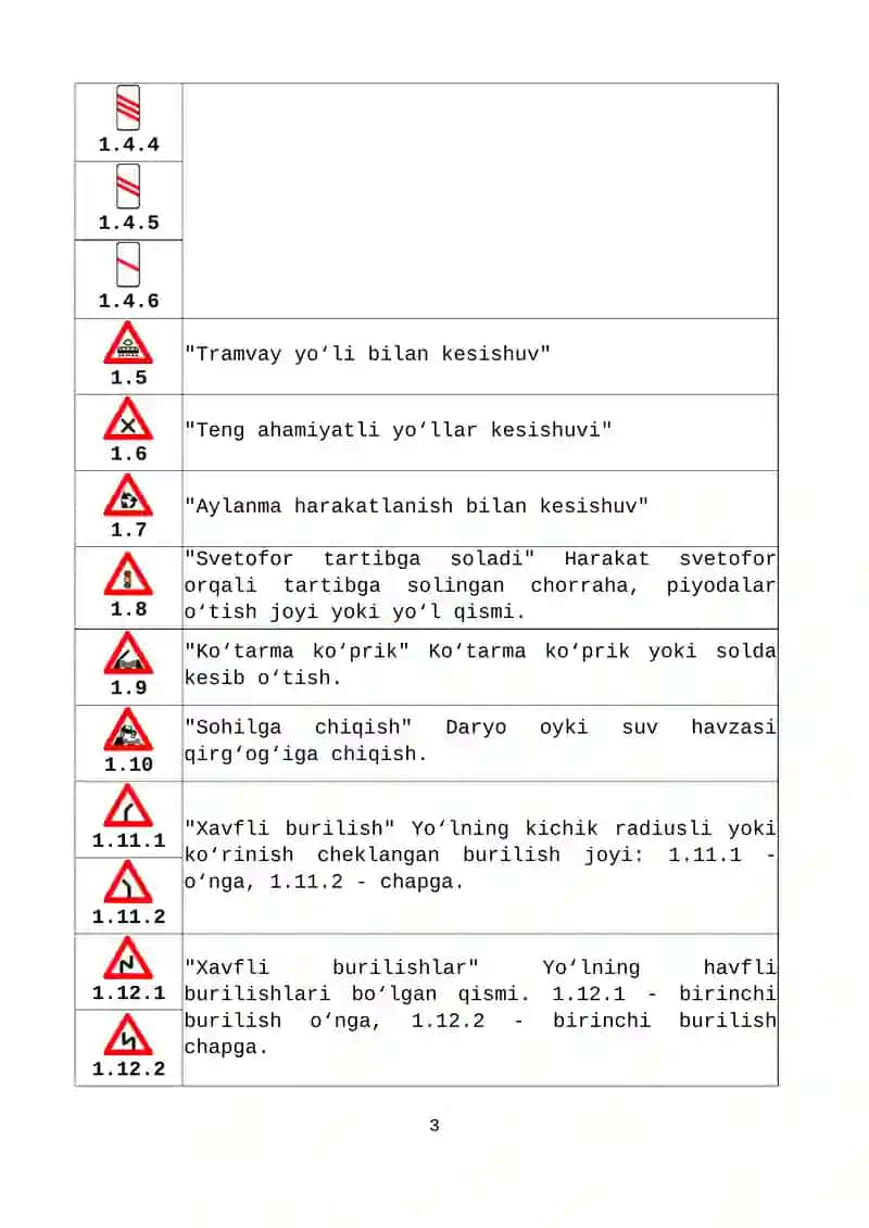 Yo‘l belgilari 3