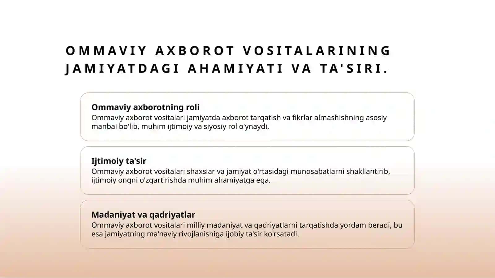 Ommaviy axborot vositalari. Internet madaniyati. Publitsistik uslub va uning xususiyatlari 3