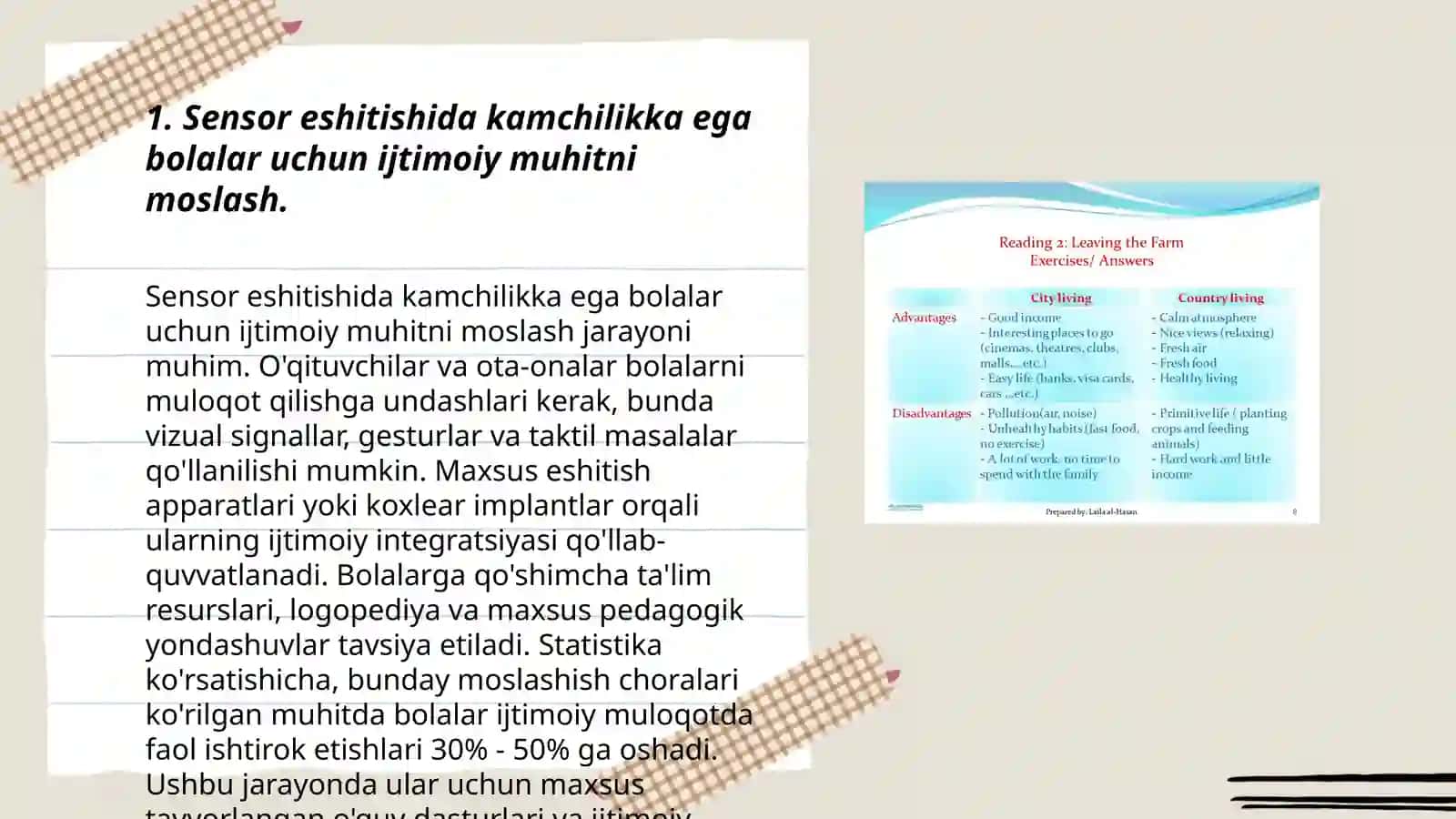 Sensor eshitishida yoki ko'rishida kamchilikka ega bolgan bolalar uchun inklyuziv taʼlim strategiyalari va ularni amalga oshirish shart sharoitlari 3