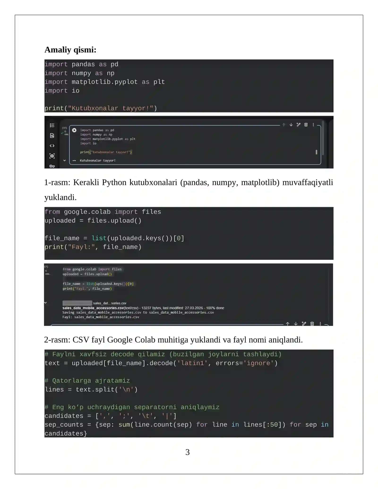 Ma’lumotlar tahliliga kirish va Jupyter Notebook hamda Google Colab muhitida ishlash 3