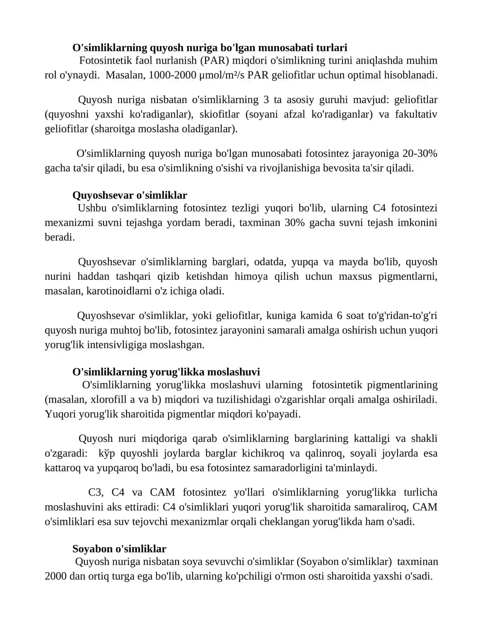 O'simliklarning geografiyasi va quyosh nuri 3