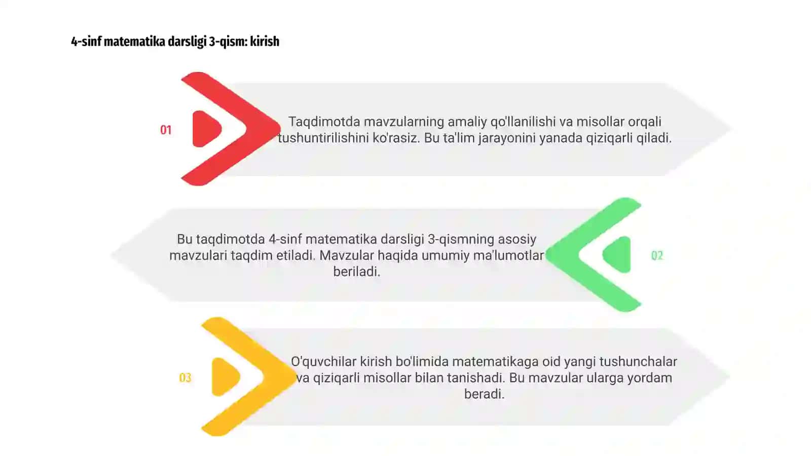 4-sinf matematika darsligi 3-qism mavzulari boʻyicha taqdimot 3