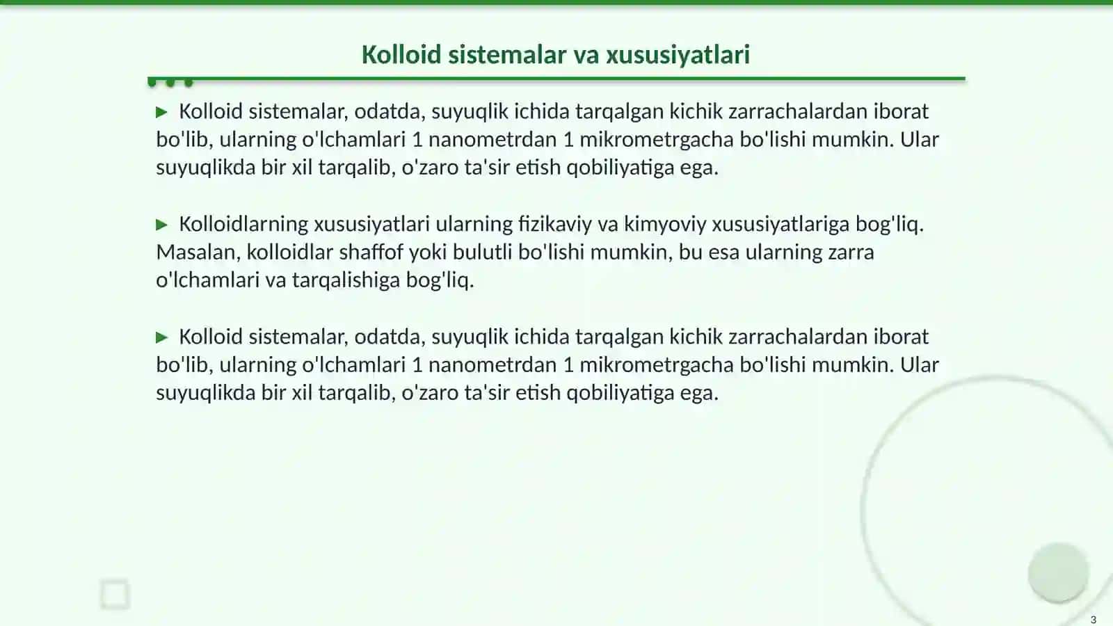 Kolloid sistemalarni dializ yoʻli bilan tozalash. Gemodializni oʻtkazishda kimyoning ahamiyati 3