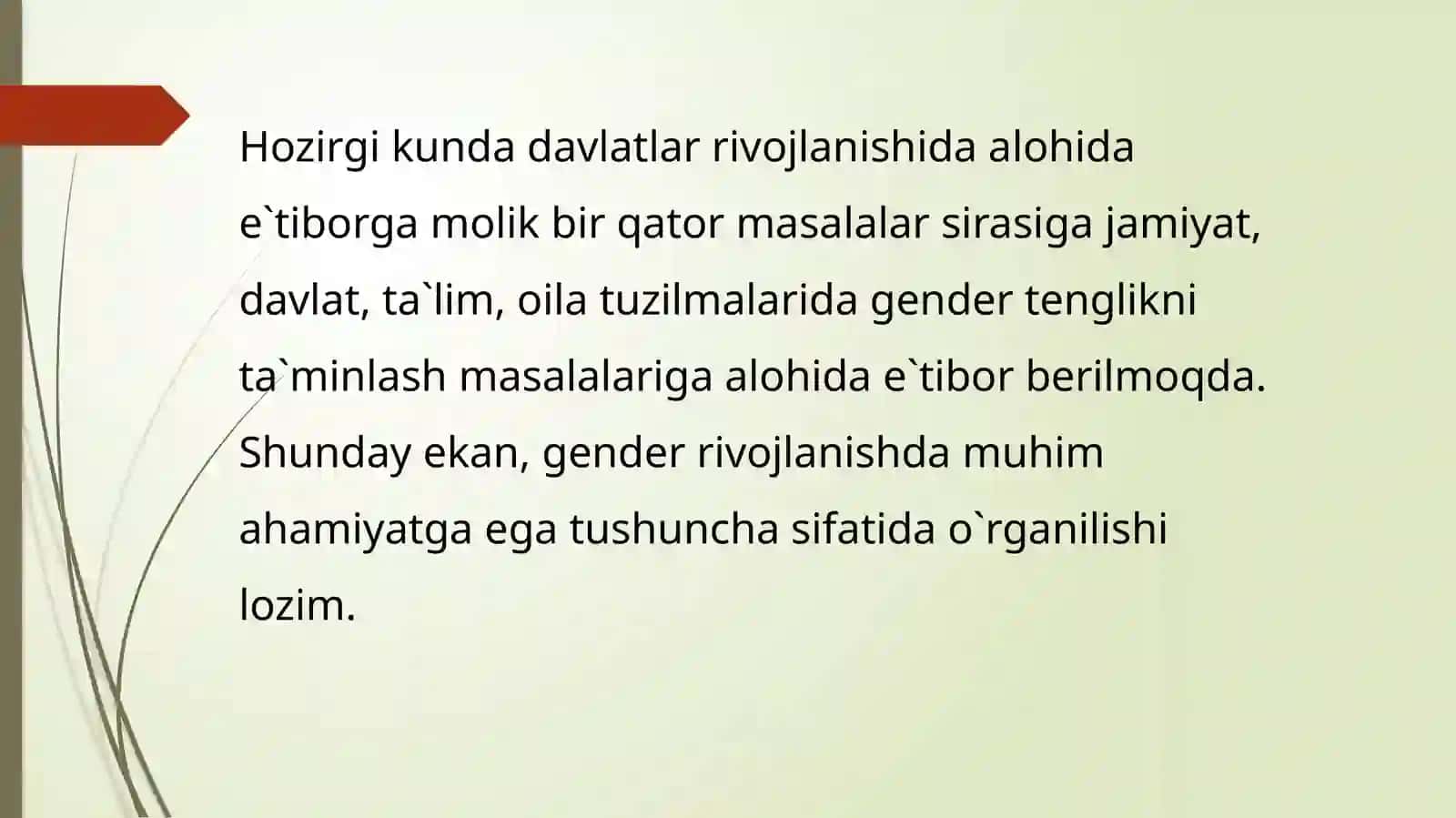 GENDER TARBIYA FANIDAN TAYYORLAGAN TAQDIMOTI 3