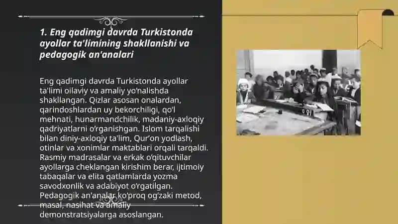 Ayollar ta'limi masalasining faollashishi va yoritilishining pedagogik sharoitlari 3