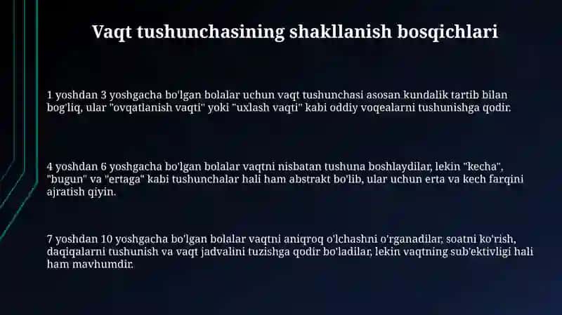 Bolalarda vaqt tushunchasinishakllantirishbosqichlari 3