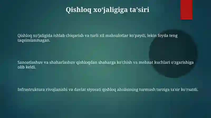 Mustaqillik yillarida qishloq xo'jaligi va sanoat sohasidagi o'zgarishlar 3