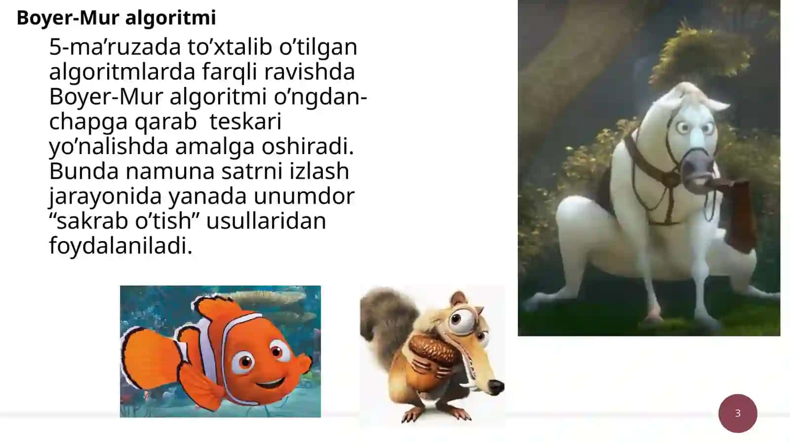 Namuna bilan qiyoslash algoritmlari 3