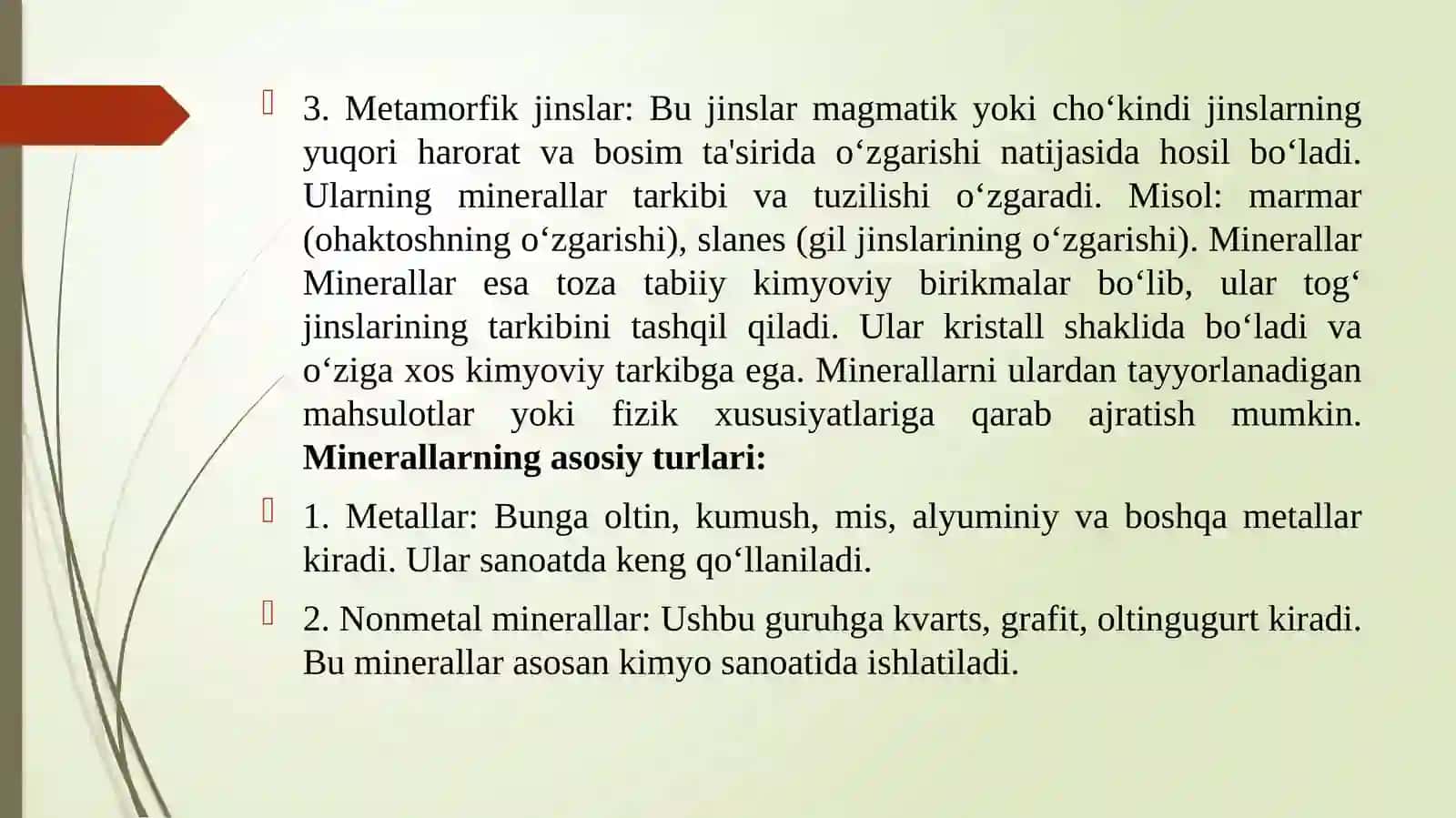 Tog’jinslarining fizik, texnik xususiyatlari haqida Ma’lumot 3
