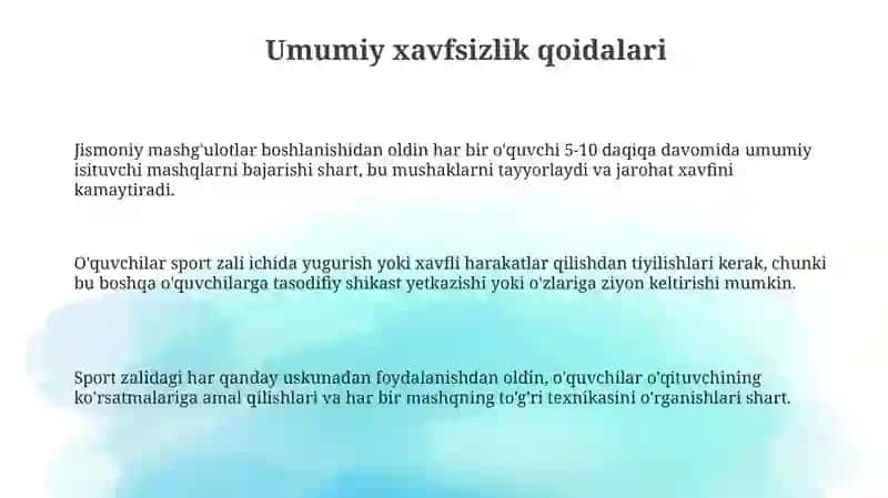 Jismoniy tarbiya darsida oʻquvchilar xavfsizligi 3