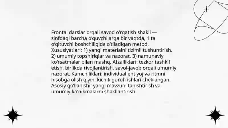 Savod oʻrgatish davrini tashkil etish shakllari 3