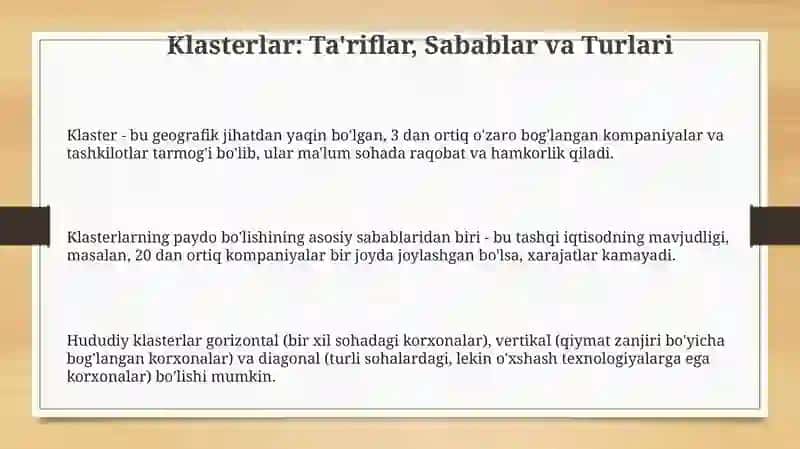 Sanoatda hududiy klasterlarning vujudga kelishi 3