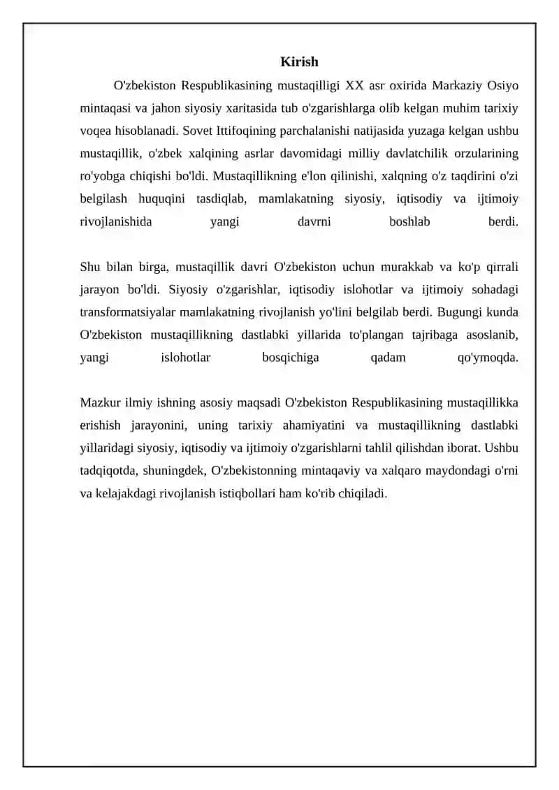Mustaqil O'zbekiston Respublikasining tashkil topishi va uning tarixiy ahamiyati 3