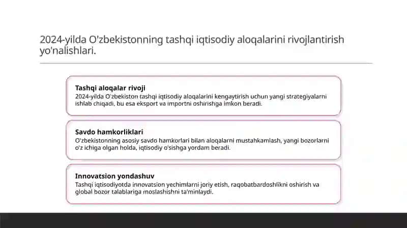 Tashqi iqtisodiyot faoliyati va ichki savdo 2024yilniki 3