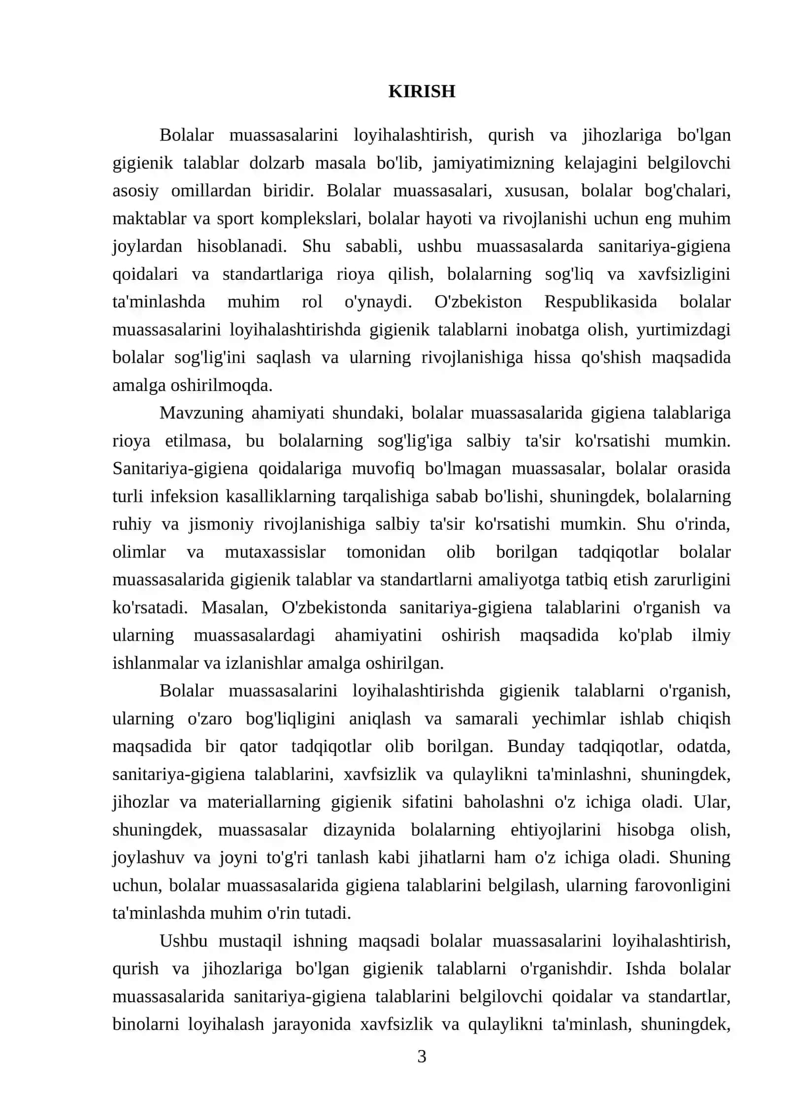 Bolalar muassasalarini loyihalashtirish qurish va jihozlariga bo'lgan gigenik talablar 3