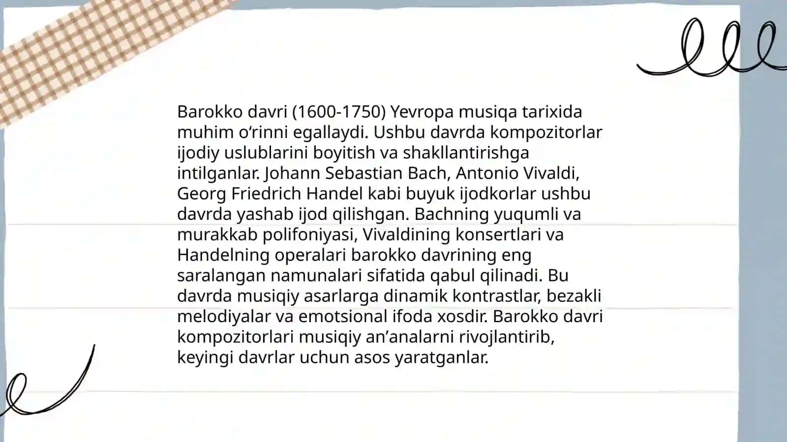 Yevropa,rus kompozitorlari,Barokko,Klassik va Romantizim davri kompozitorlarining ijodida oddiy va murakkab shakllar 3