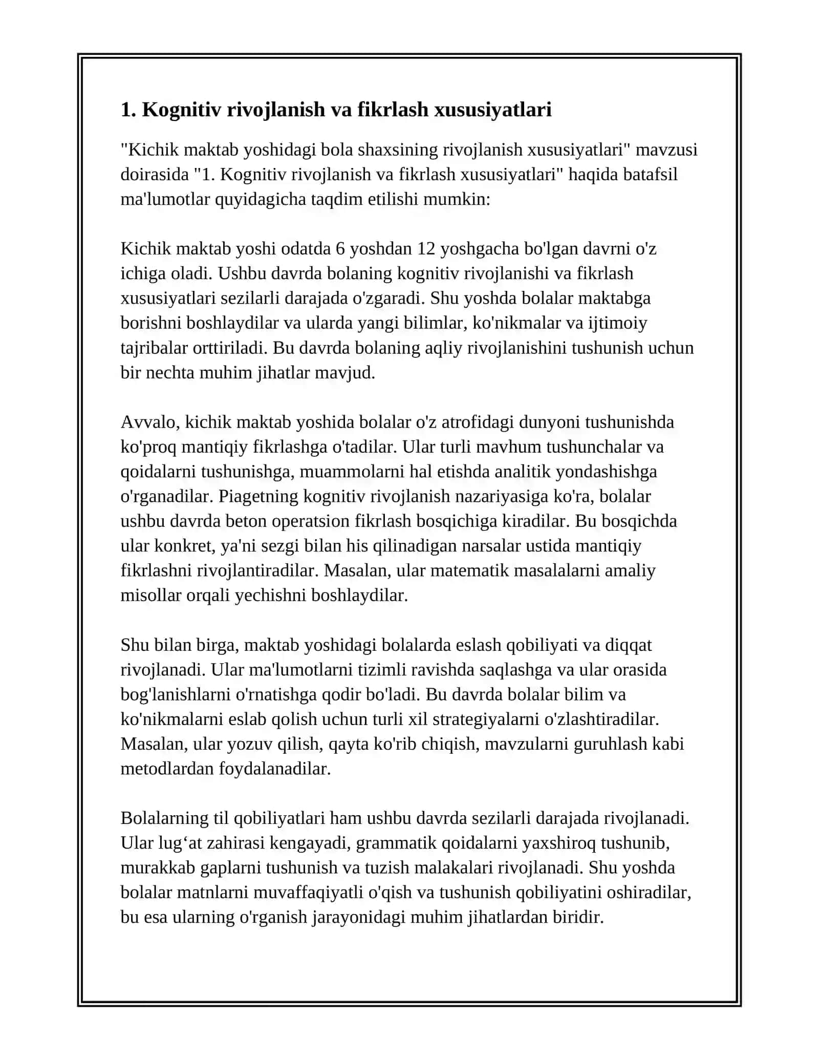 KICHIK MAKTAB YOSHIDA BOLA SHAXSINING RIVOJLANISH XUSUSIYATLARI 3