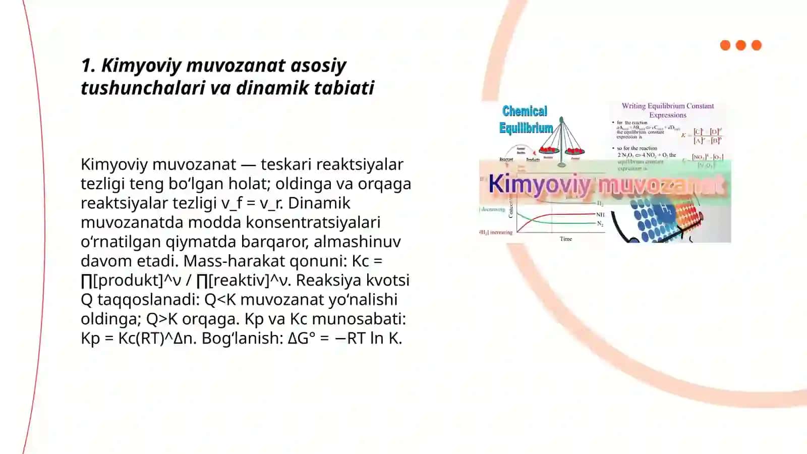Kimyoviy muvozanat va unga taʼsir etuvchi omillar 3
