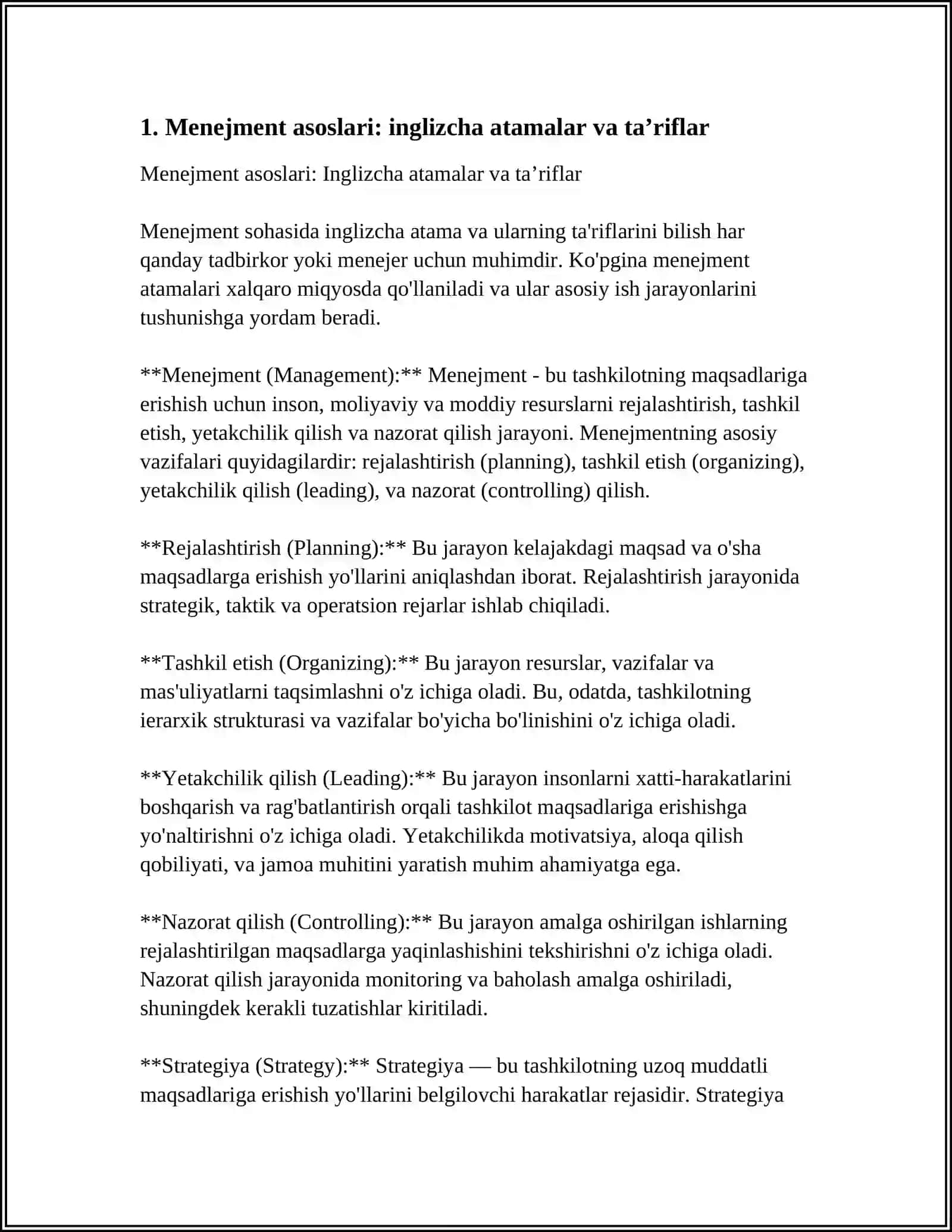 MENEJMENT HAQIDA MALUMOTLAR KIRITISH ZARUR INGLIZCHA 3