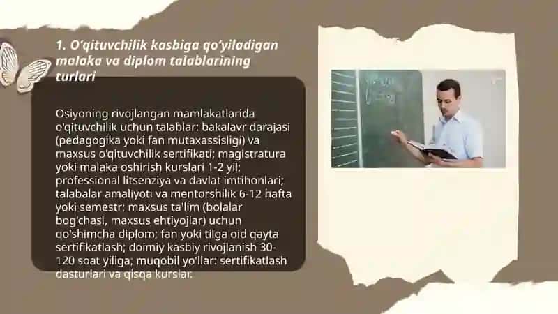 Osiyoning rivojlangan mamlakatlarida pedogoglik kasbi va unga qoʻyiladigan talablarning xilma xilligi 3