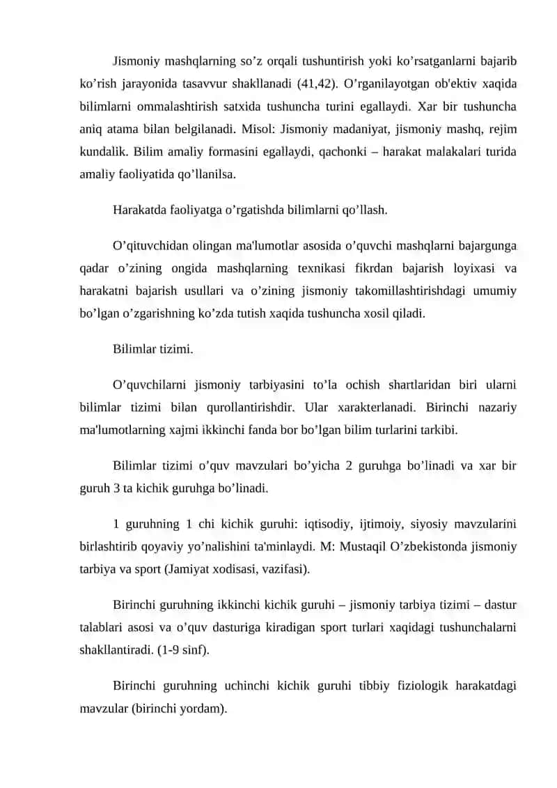 Harakatlarga o'rgatish bosqichlari 3