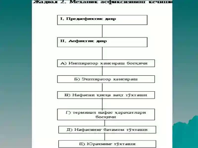 Асфиксия. Болани тўшагида атипик осилиши 3