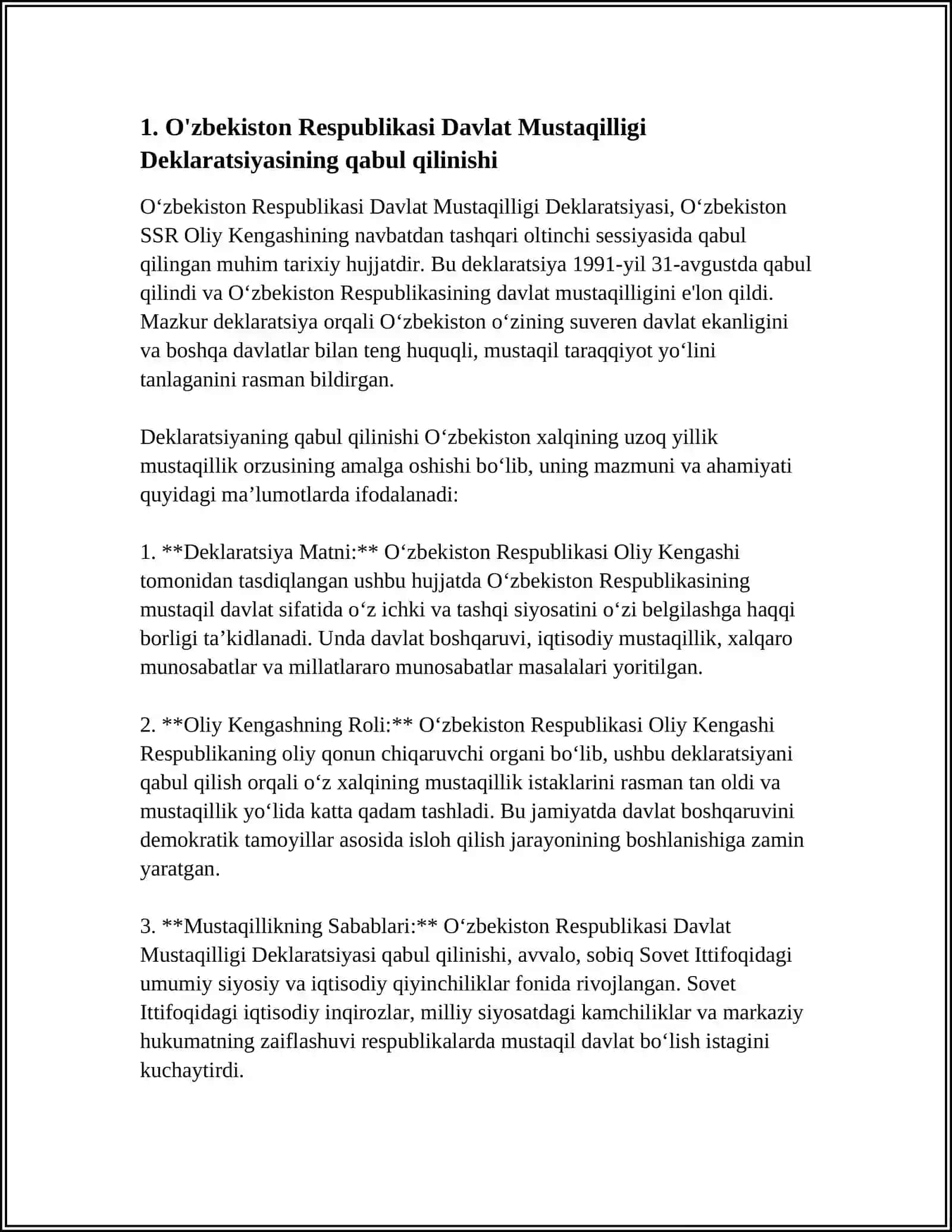 O‘zbekiston Respublikasi Davlat Mustaqilligi Deklaratsiyasi 3