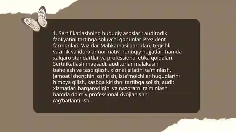 Oʻzbekisyon Respublikasi auditorlik faoliyatini sertifikatlash tartibi 3