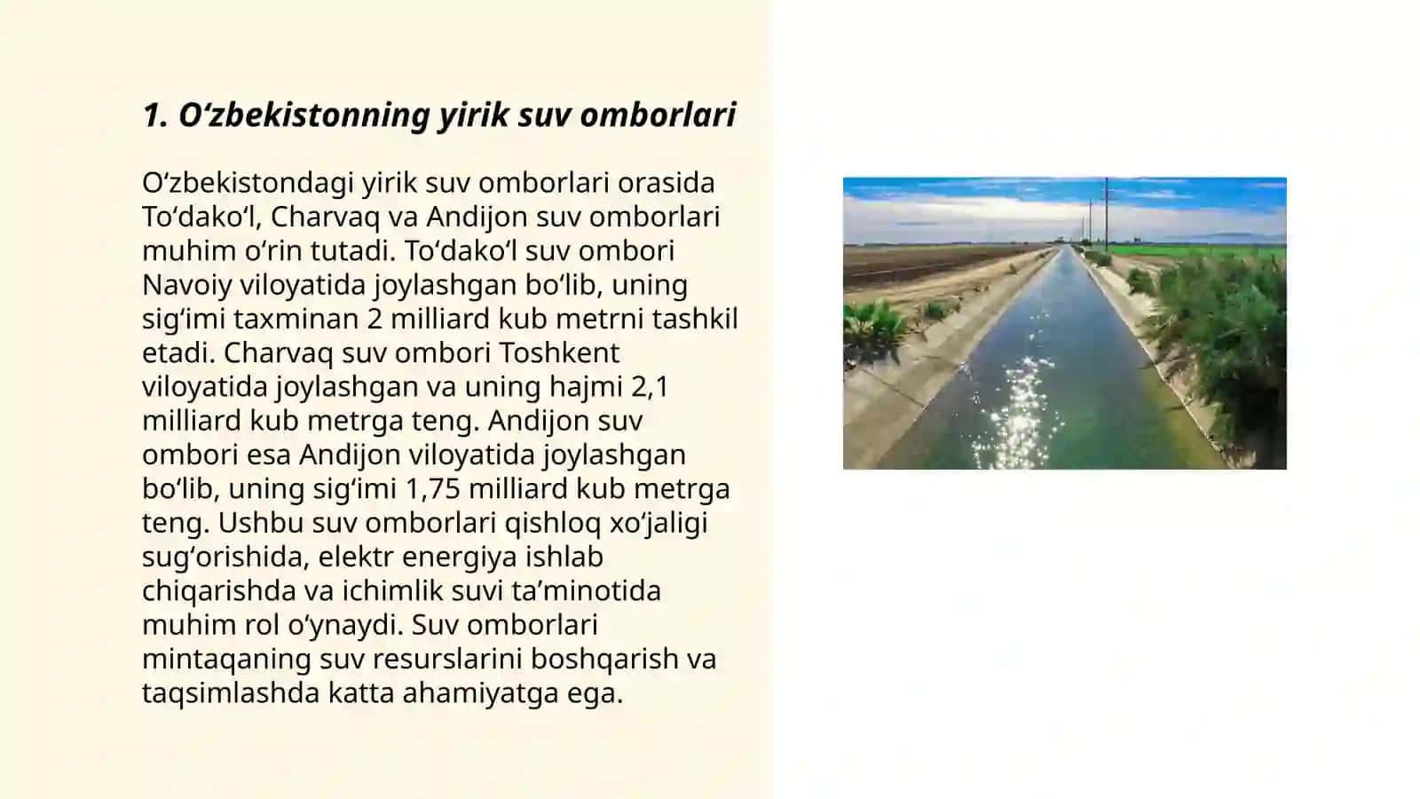 Oʻzbekiston kanallari va suv omborlari 3