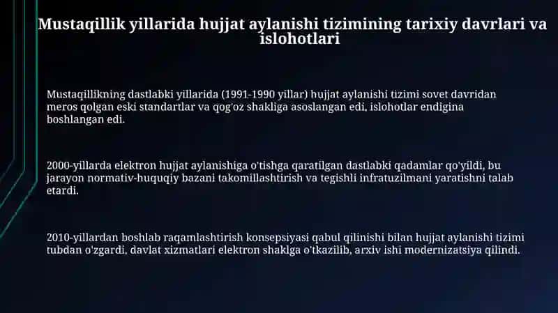 Mustaqillik yillaridagi hujjatchilik tizimi islohotlari 3