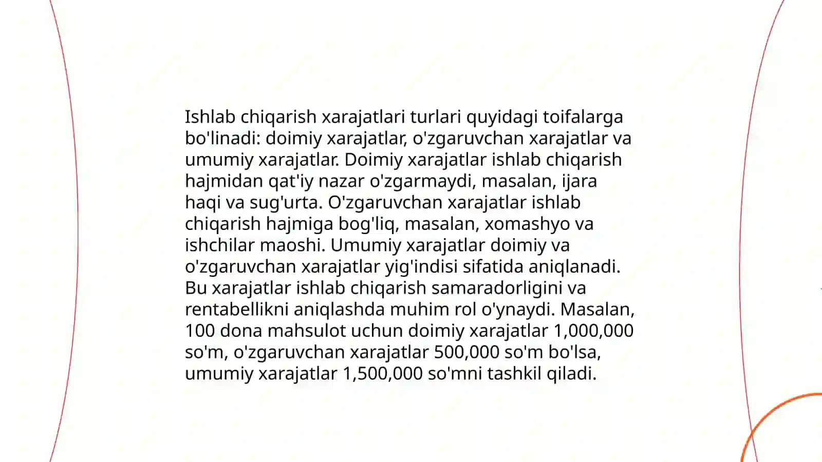 ISHLАB CHIQАRISH SOXASIDA XАRАJАTLАRI VA MАHSULOT TАNNАRXINI KАLKULYATSIYALАSH 3