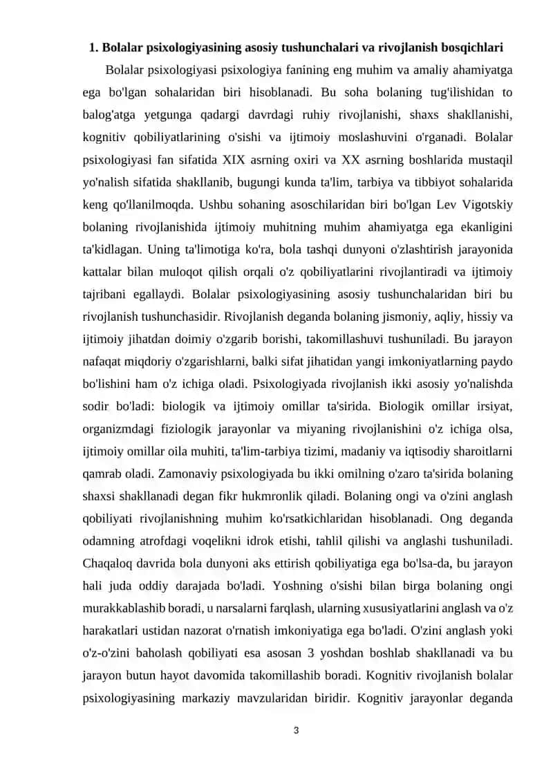 Bolalar psixologiyasi oldida turgan dolzarb muammolarni o'rganish 3