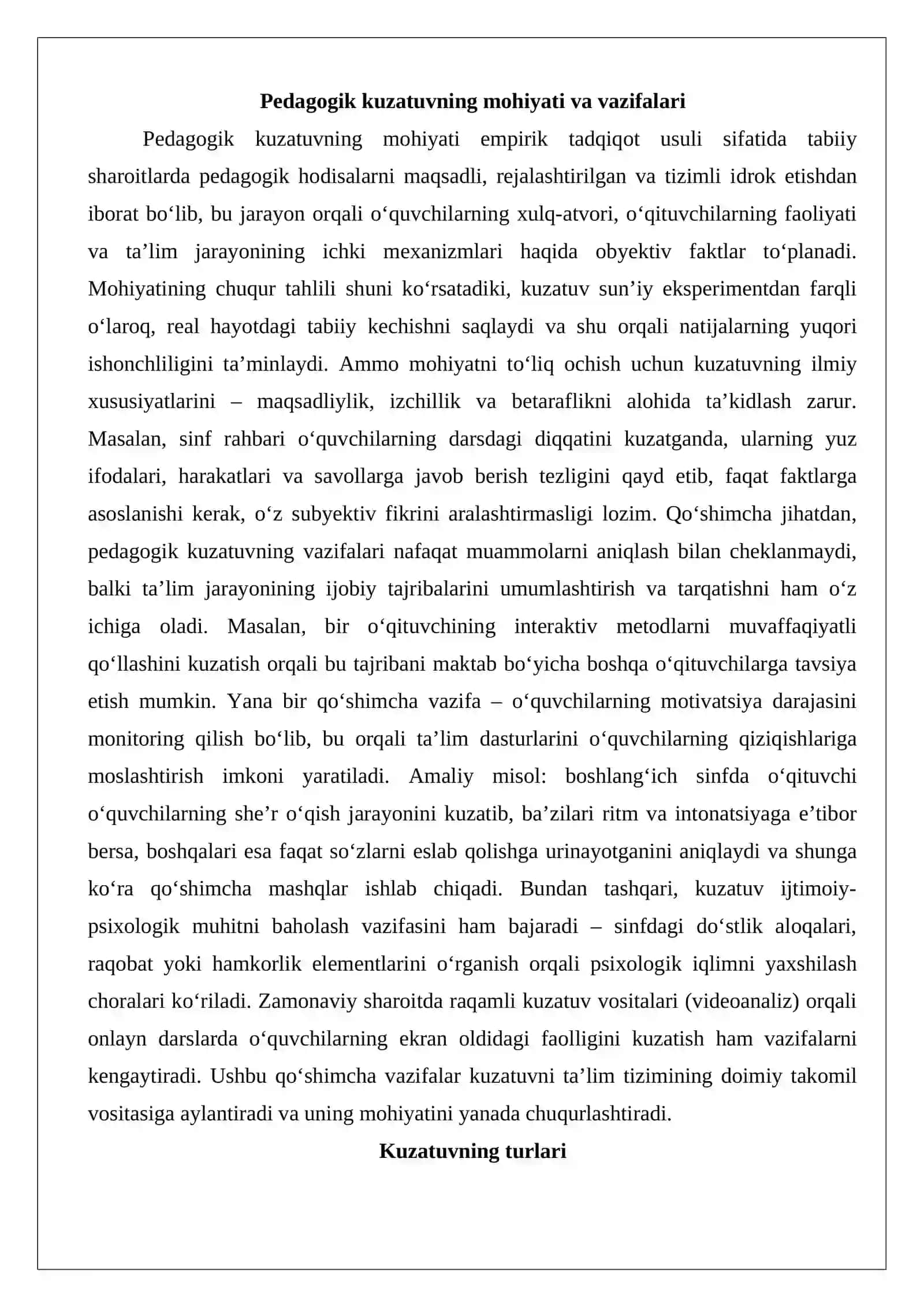 Pedagogik kuzatuv 3