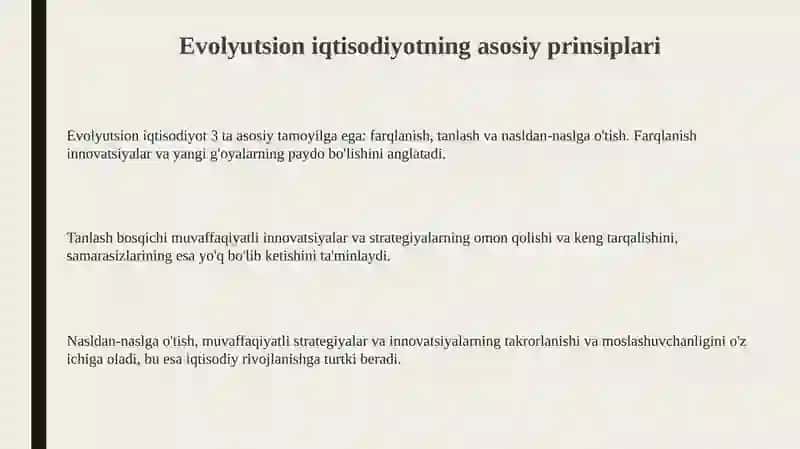 Evolyutsion Iqtisodiyotning Asosiy Tamoyillari va Modellari 3