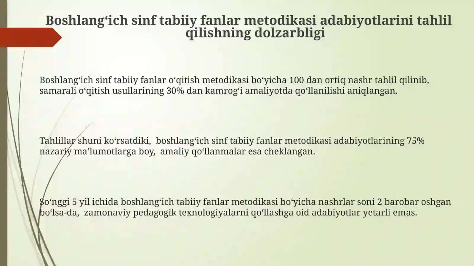 Boshlangʻich sinf tabiiy fanlar metodikasi adabiyotlarini tahlil qilish 3