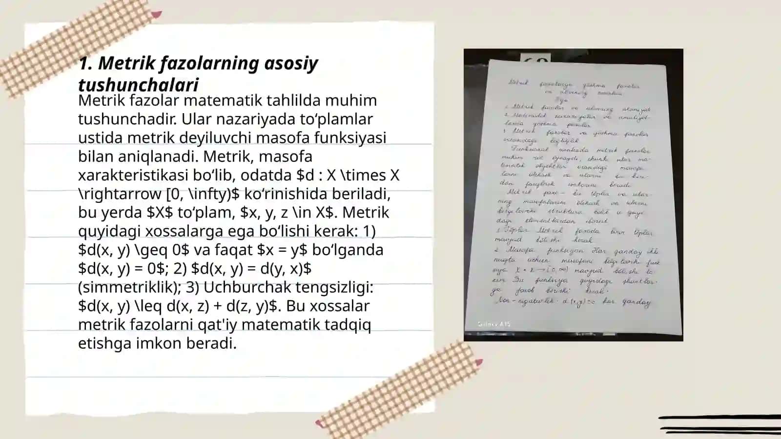 Metrik fazolarda qo'shma fazolar va ularning xossalari 3