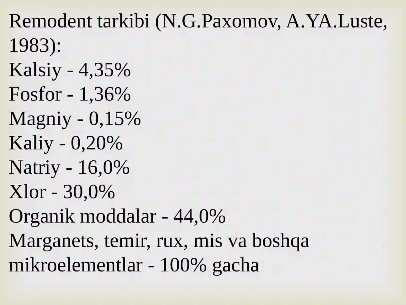 Kariyes profilaktikasida ftor tutmaydigan preparatlar. Ularning ahamiyati, qo’llash usullari ("Remodent", Kaltsiy preparatlari, fitin, vitaminlar.) 3